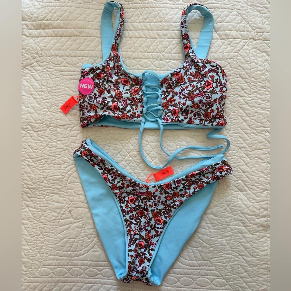 Maaji Sky Blue Floral Bikini, sz M, NWT!!!!
